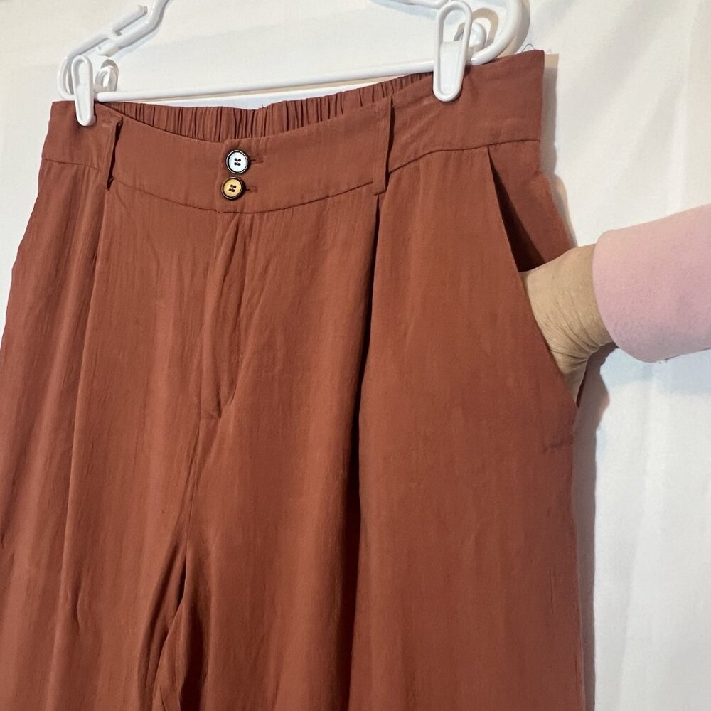 Dokotoo Women’s Linen Pants Casual Loose Wide Leg 2XL Size High Waist Zipper - Picture 11 of 13